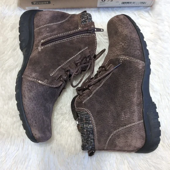 Propet Delaney Brown Suede Leather Lace Up Boots Size 6.5 Wide - Picture 7 of 12